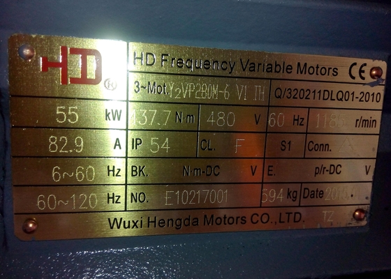 1500 RPM 4 Pole 18.5KW / 37KW Inverter Electric Motor Duty Class , 3 Phase